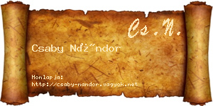 Csaby Nándor névjegykártya